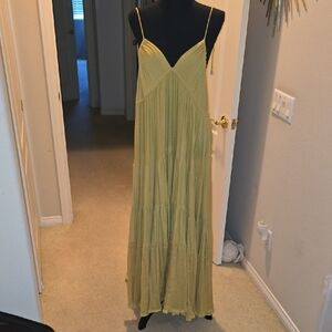 Free People Green Sleeveless Spaghetti Strap Sundress